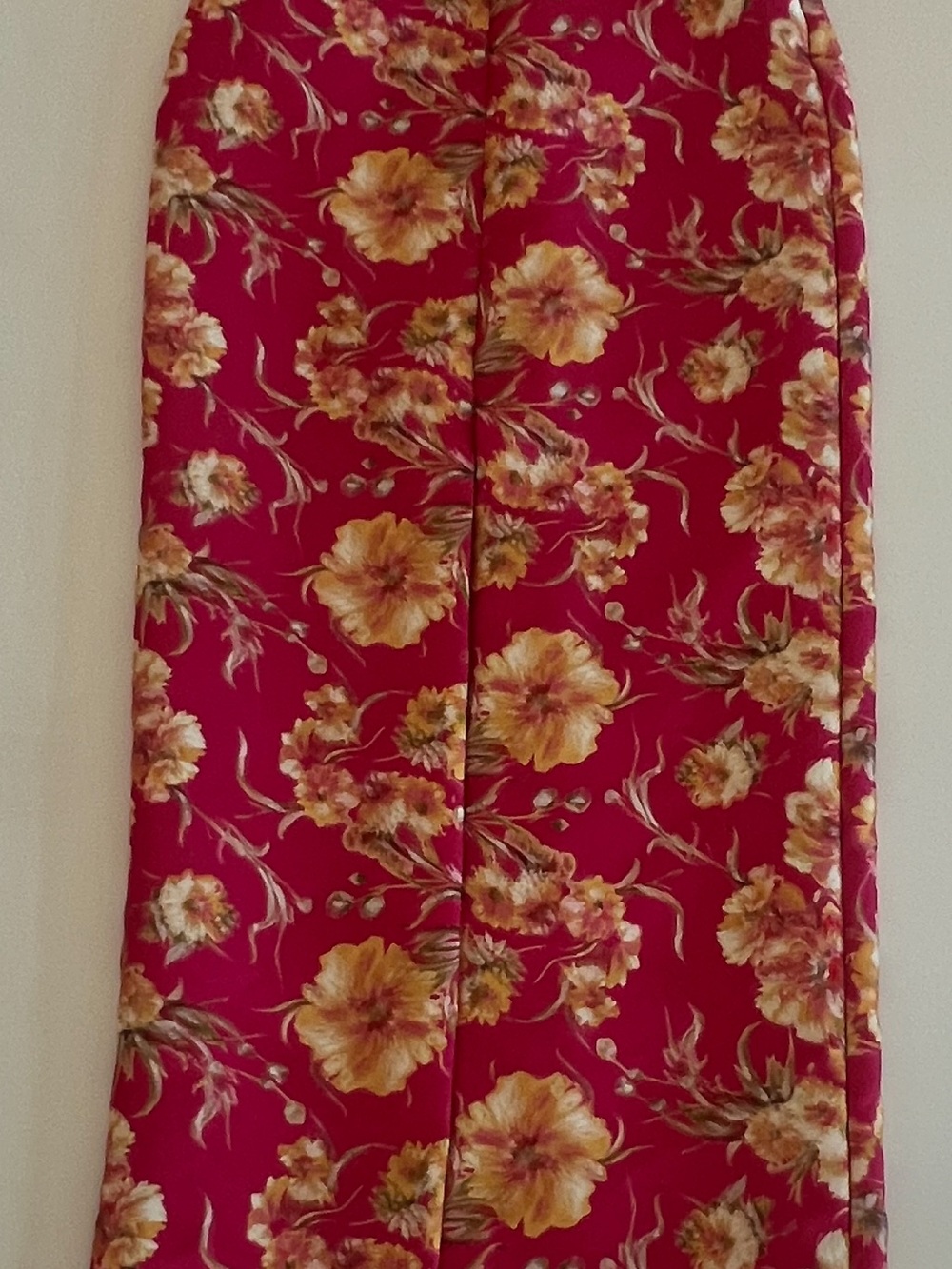 Theia Berry Red Pencil Skirt with Yellow Floral Print - Picture 3 of 6